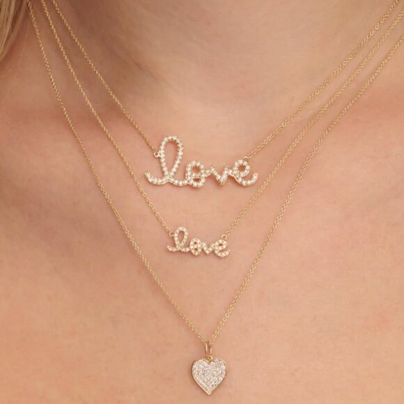 Sydney Evan GOLD & DIAMOND SMALL LOVE NECKLACE *NWT* - Picture 2 of 3